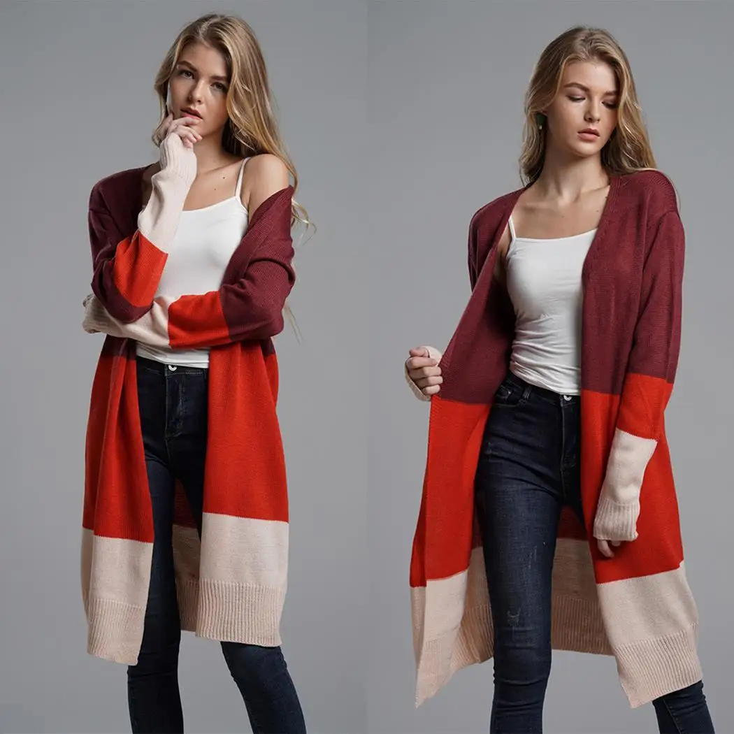 Женская Повседневная открытая шея с длинным рукавом оранжевый лоскутный