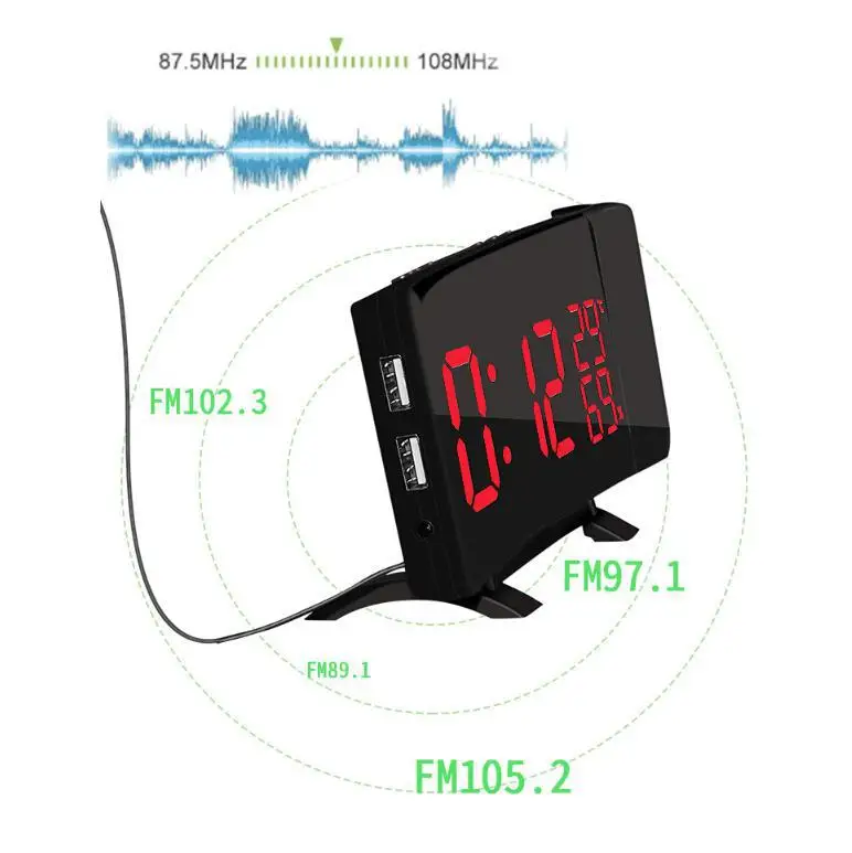 LanLan цветсветодиодный светодиодные цифровые рандомные часы с FM радио настольные