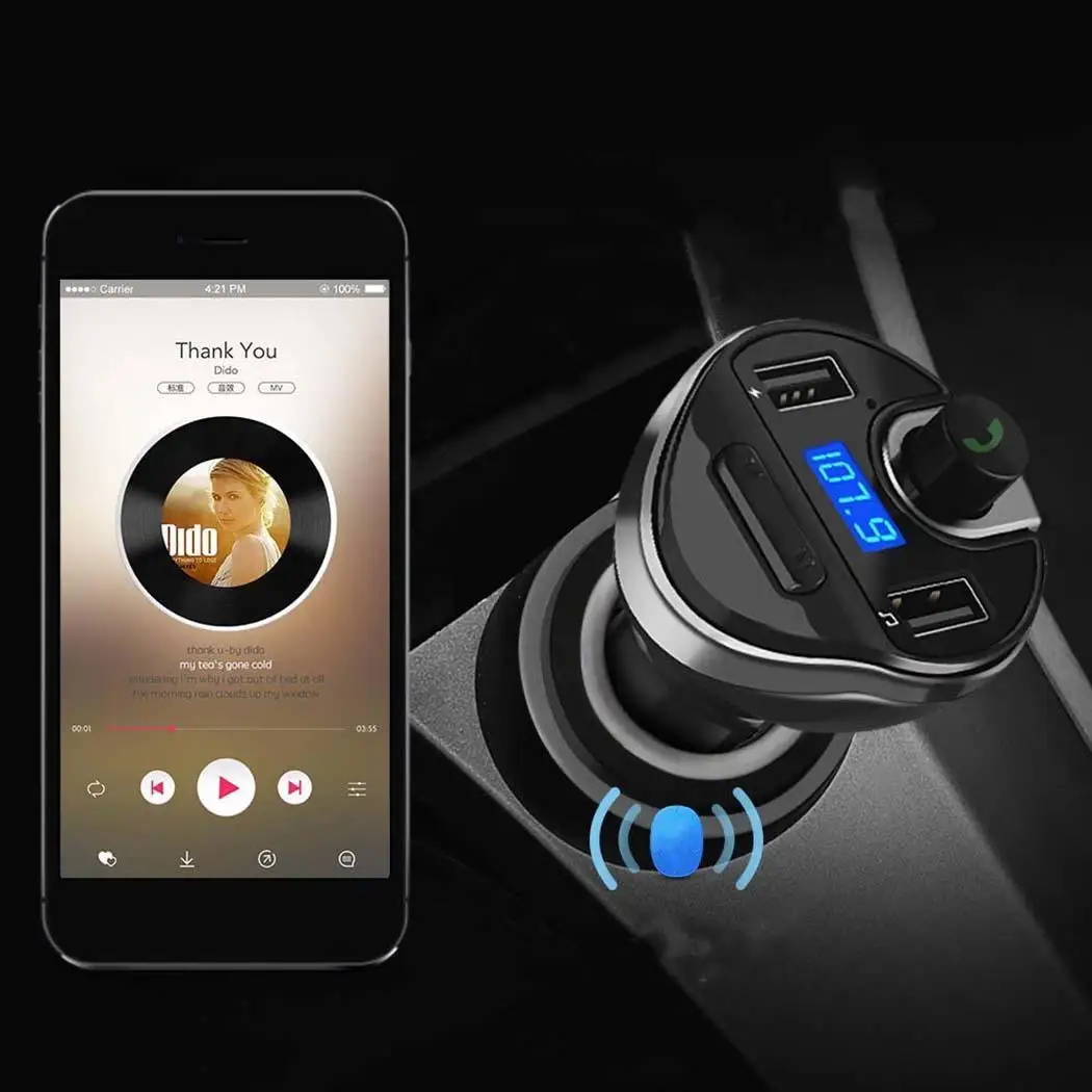 Wookray автомобильный fm передатчик Bluetooth двойной зарядное устройство usb