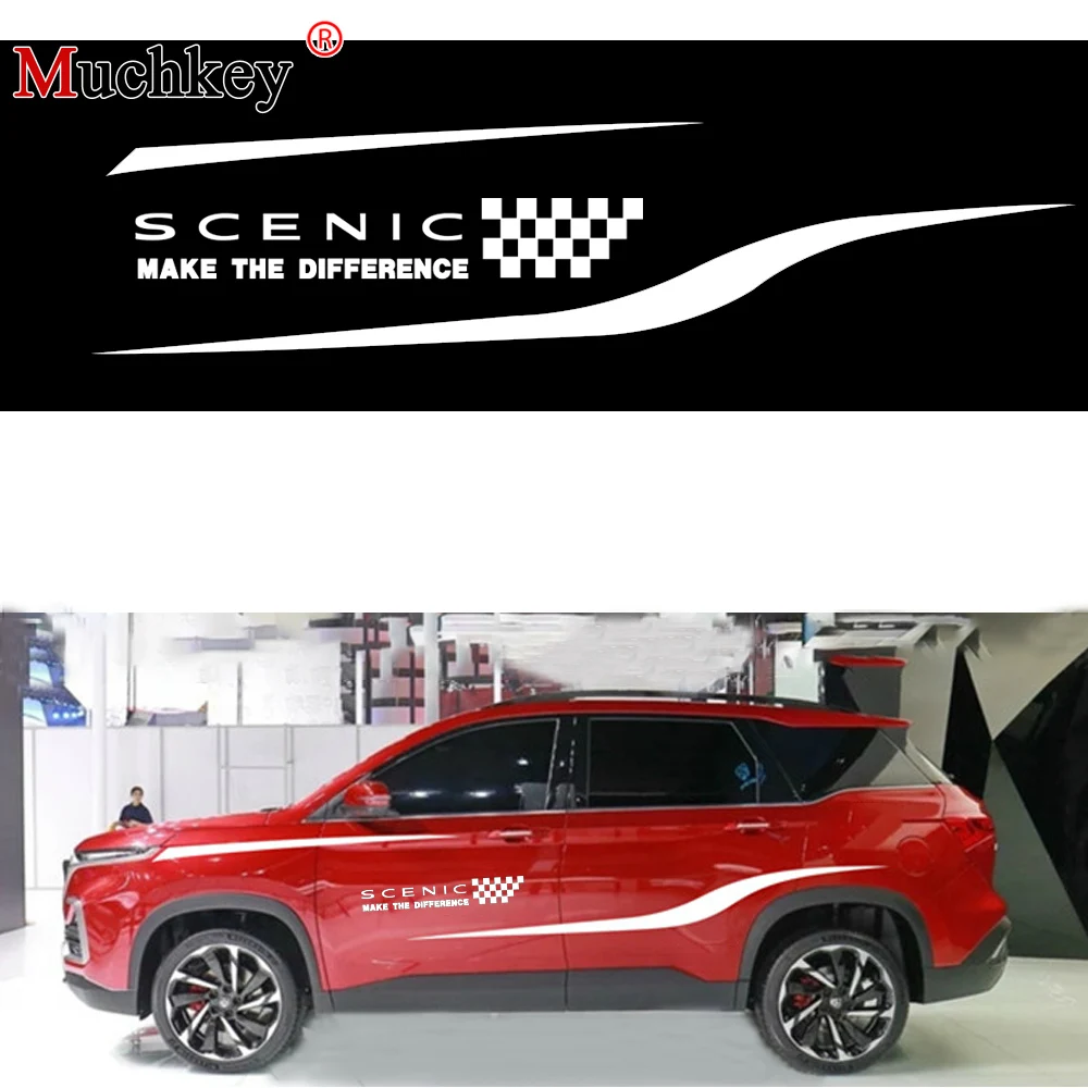 

For Renault SCENIC Car body Stripes Stickers Two Sides Decal Car Logo DIY Decoration Custom Racing Sticker 280cm Car Styling