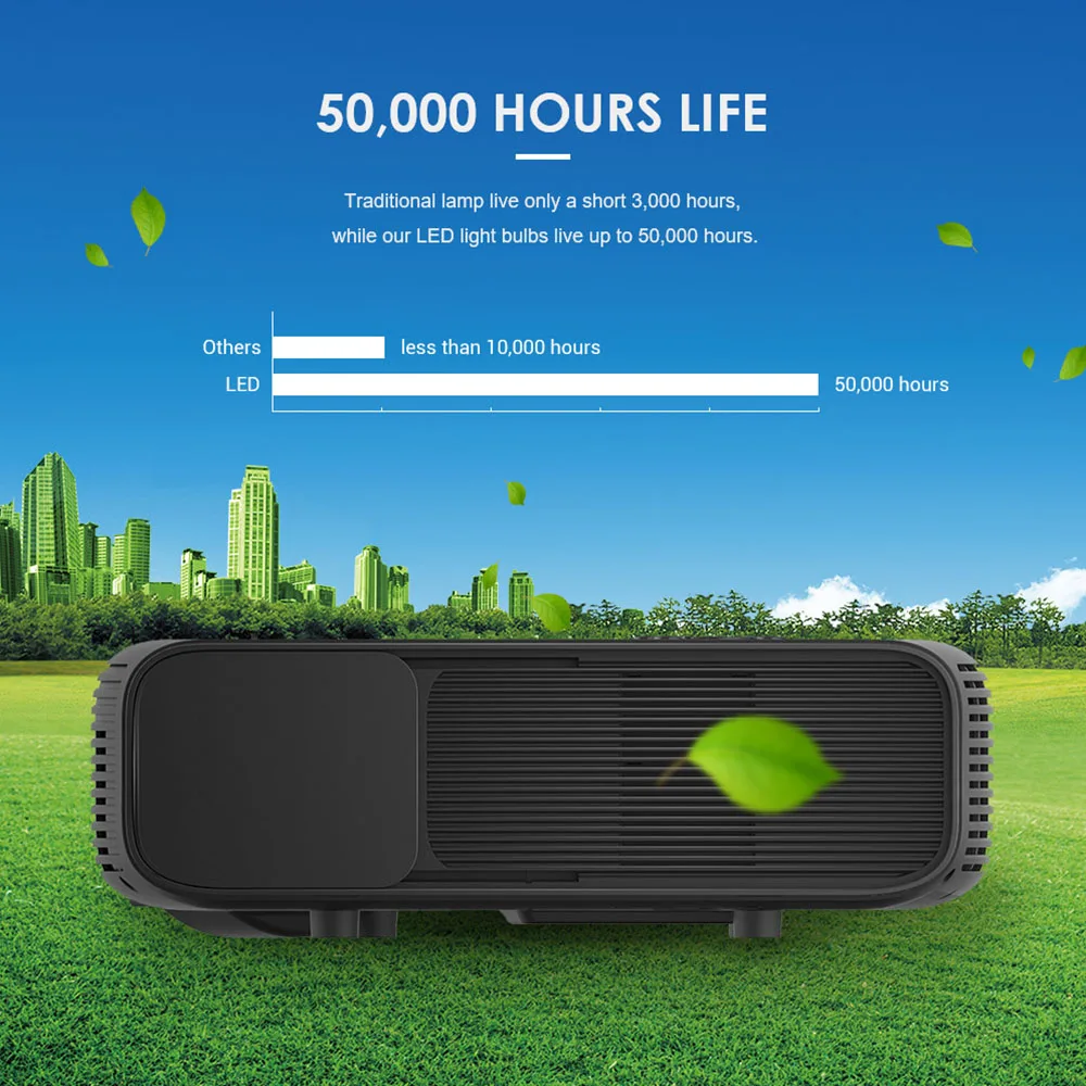 Светодиодный проектор Full HD ЖК 1080P с Sup портом ed 50000 часов работы 3200 лм 2 * HD/ USB/ VGA/