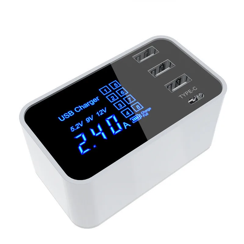 Светодиодный экран 18 Вт Мини USB Type C зарядное устройство 4 порта зарядки адаптер