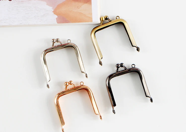 

Compact No Hole Square Kiss Clasp 5*4.5CM Cute Multicolor Metal Purse Frame 4pcs/lot DIY Coin Purse Bag Accessories Obag Handle