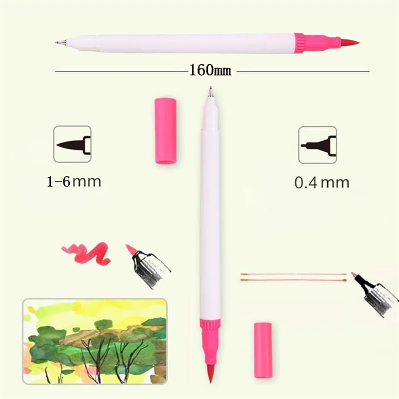 

12/24/36/48/72/100PCS Colors FineLiner Drawing Painting Watercolor Art Marker Pens Dual Tip Brush Pen School Art Supplies 04350