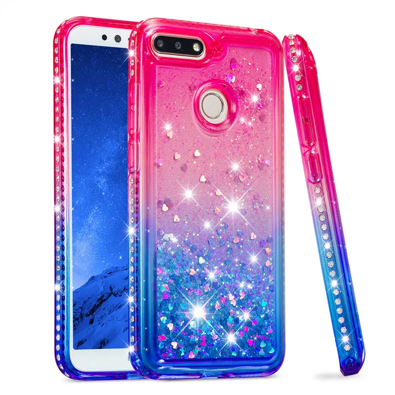 

Huawei Y6 Prime 2018 ATU L31 Case Diamond Glitter Shiny Silicone TPU Case For Huawei Honor 7A Pro Liquid Dynamic Quicksand Cover