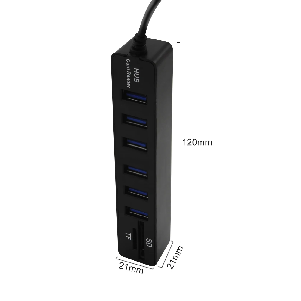 USB 2 0 концентратор usb хаб все в одном кард ридер расширитель 6 Порты HUB + TF/SD комбо