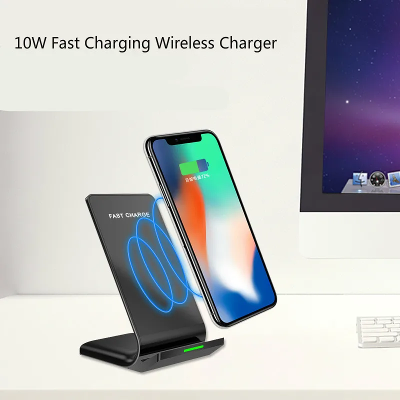 Беспроводное зарядное устройство 10 Вт Qi для iPhone X XS XR 8 Plus подставка быстрой
