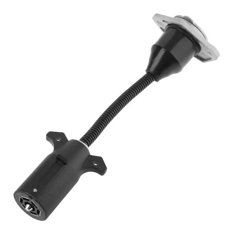 

VODOOL 7 Way Blade To 7 Pole Round Trailer Plug Adapter Vehicle Trailer Replacement 7 Core Connector Cable Socket Plug Adaptor