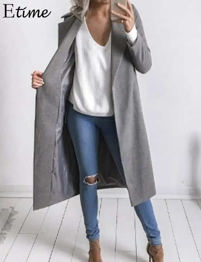 FANALA пальто длинный тонкий Abrigos Mujer Invierno коллекция 2018 года отложным воротником