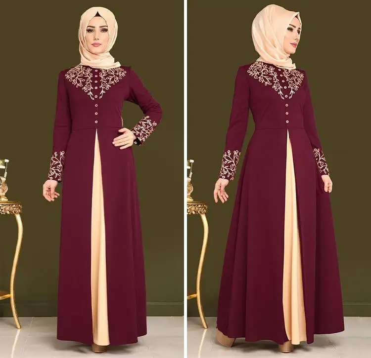 Женское платье Кафтан Abaya в Дубае мусульманские цветы горячая штамповка женская