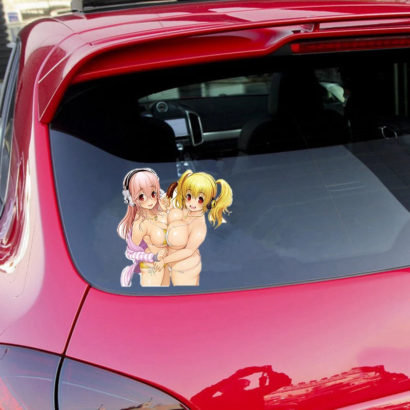 Автомобильный Стайлинг сексуальная красота Супер Sonico аниме JDM Наклейка на окно 3D