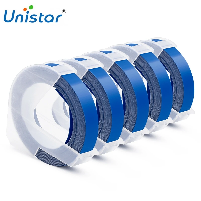 Unistar 6 рулонов тисненой 3D пластиковой ленты совместимой с Dymo лента тиснением 9 мм x