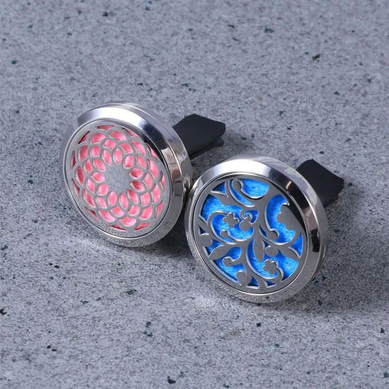 2pcs 30mm Car Essential Oil Diffuser Stainless Steel Aromatherapy Vent Clip Air Freshener Locket for with 12 Refill Pads | Автомобили и
