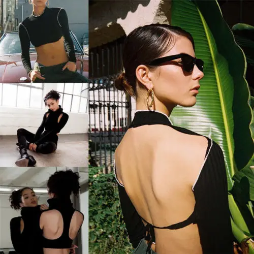 Sexy Women Black Backless Sweaters 2019 Brand New Spring Autumn Turtleneck Pullover Long Sleeve Top Shirt Crop S-L | Женская одежда