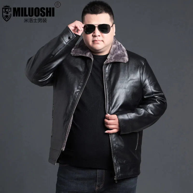 Новинка большой размер 8XL7XL 6XL 5XL 4XL 2018 зимняя плотная мужская кожаная куртка