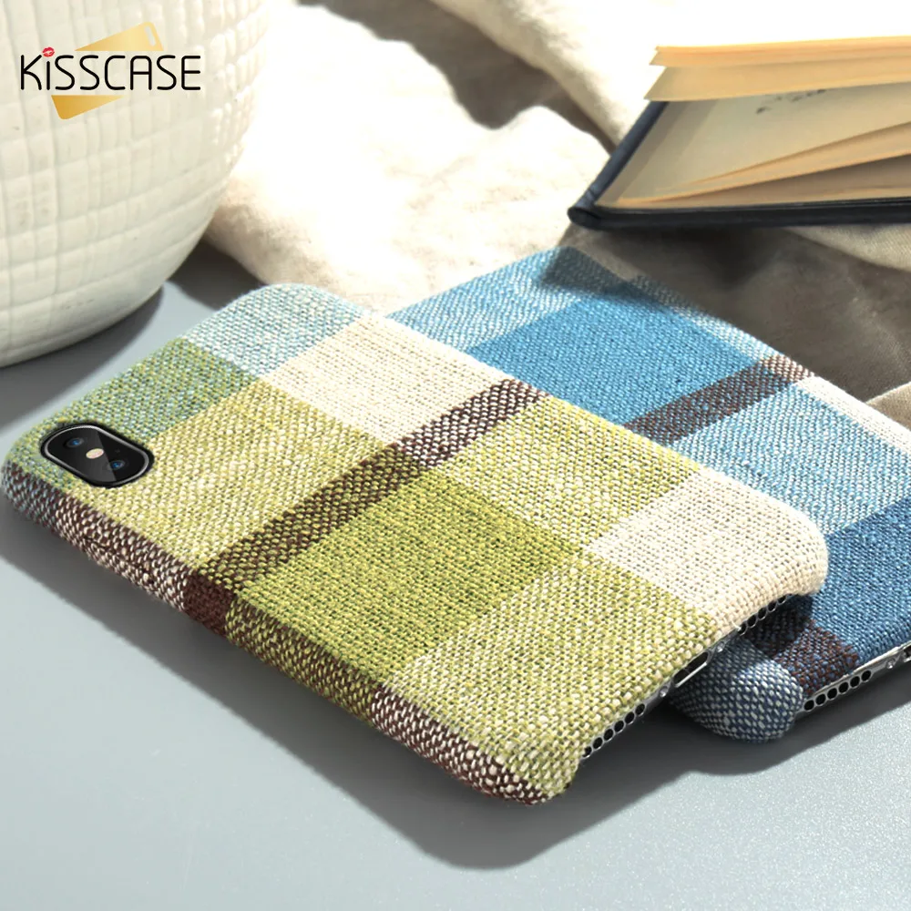 KISSCASE винтажные милые чехлы для телефонов с узором iPhone X XR XS MAX тканевые
