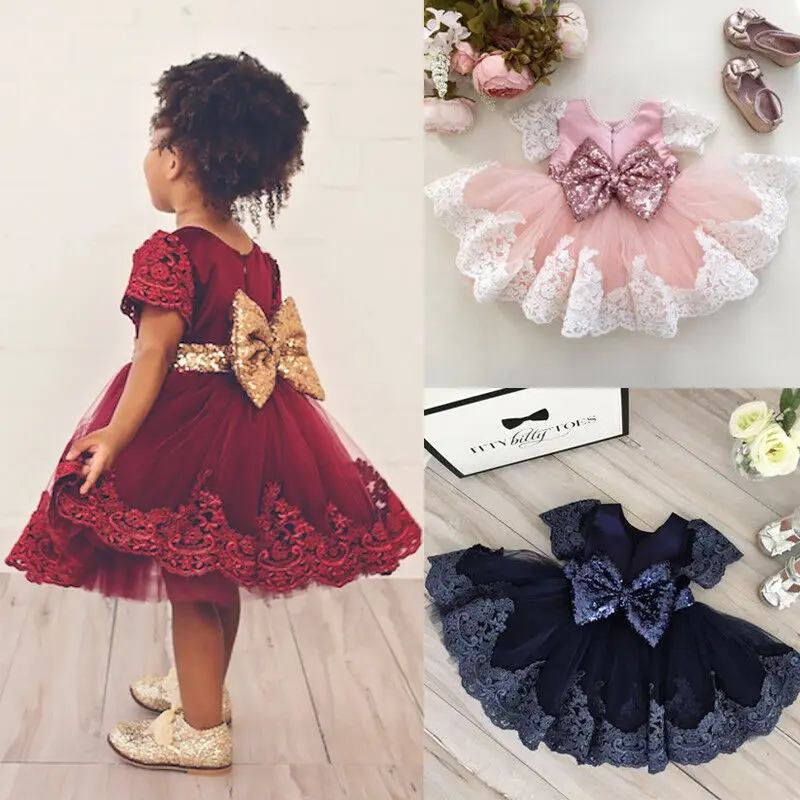 Brand New Fashion Infant Child Kids Girls Toddler Princess Bowknot wedding Party Formal Dress Tutu Chiffon Lace Dress0-6T | Детская