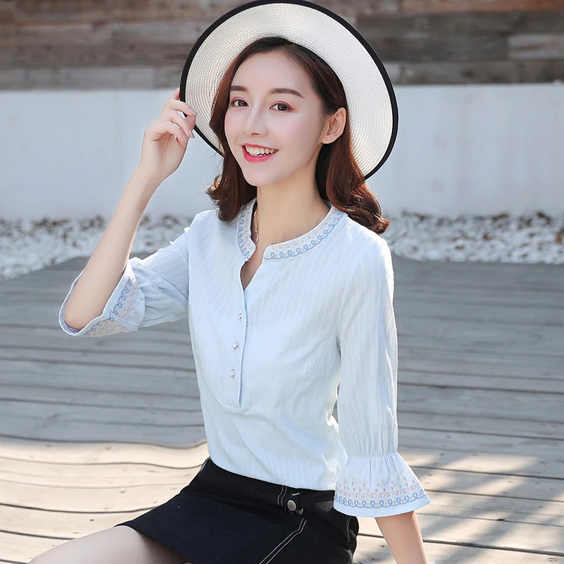 2019 High Quality Summer Fashion Women cotton Casual Short Sleeve Flower Print Soft Loose Blouses Shirt Lady Plus Size Top |