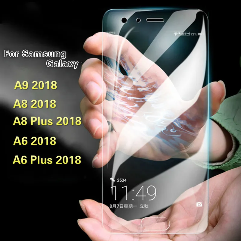 Высококачественная Защитная пленка для Samsung Galaxy A6 A8 A9 2018 стекло Samsumg Plus защита