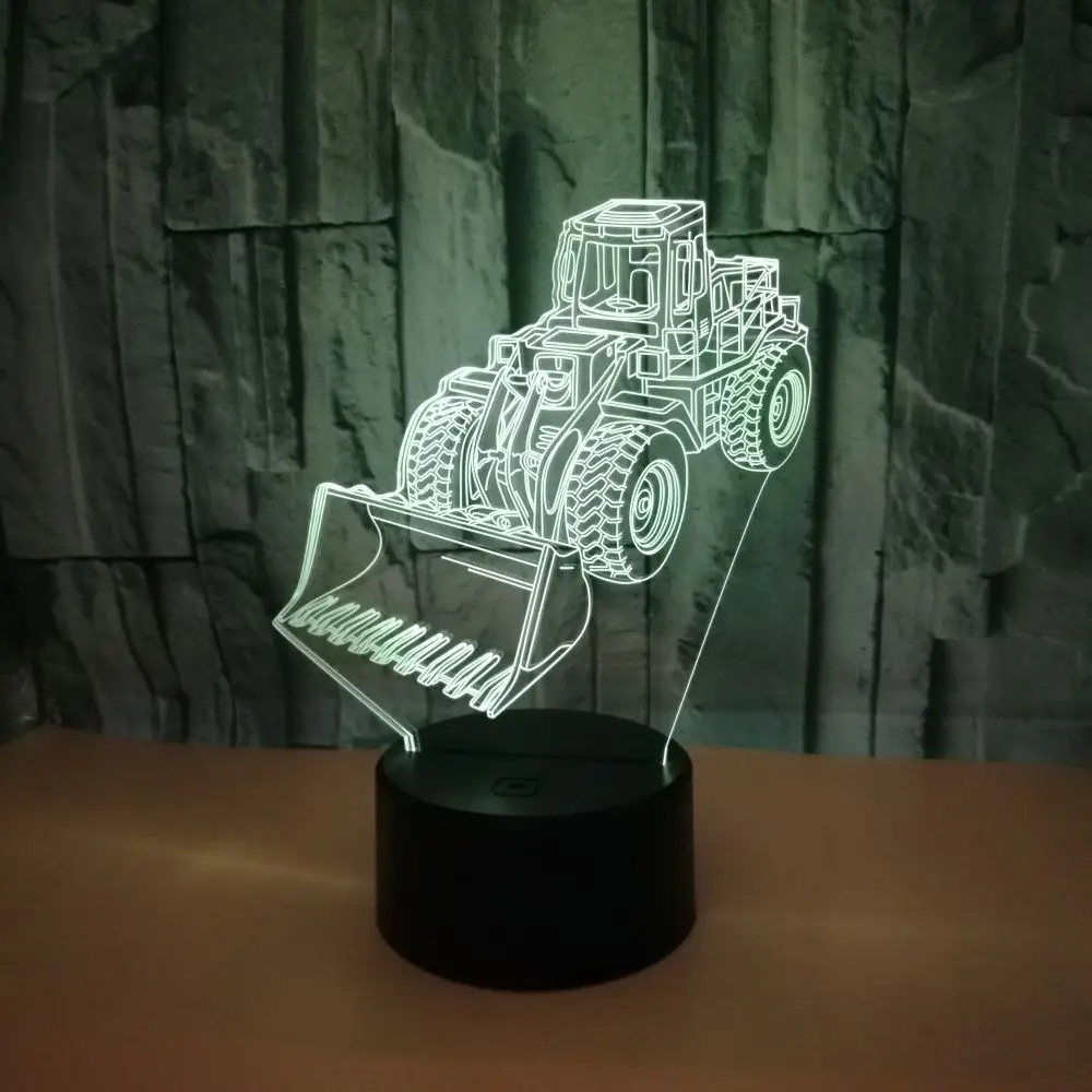 Акриловая доска бульдозер 3D сенсорный светильник 7 цветов Изменение