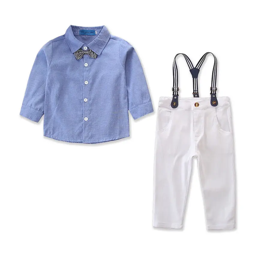 2018 Brand New Infant Kid Baby Boy Gentleman 2PCS Clothes Sets Longsleeve Shirt Tops+Bib Pants Overalls Spring Fall Outfits 2-7Y |