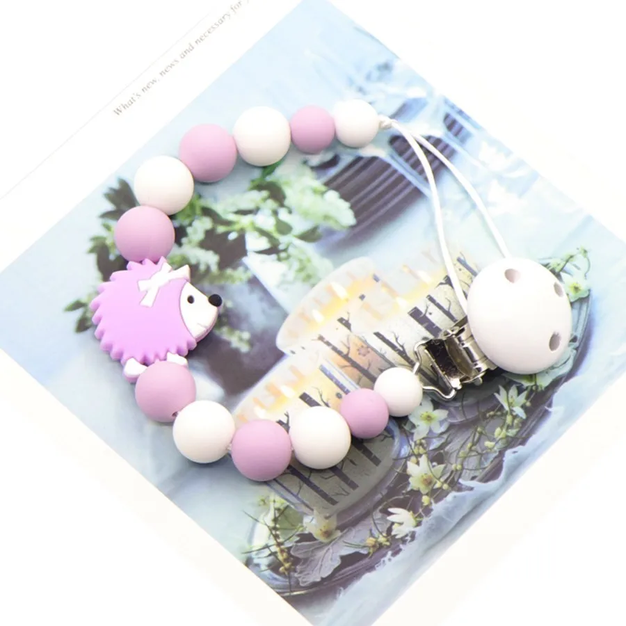 food grade silicone tooth gel nipple clip beads and small hedgehog pacifier chain fake | Мать и ребенок
