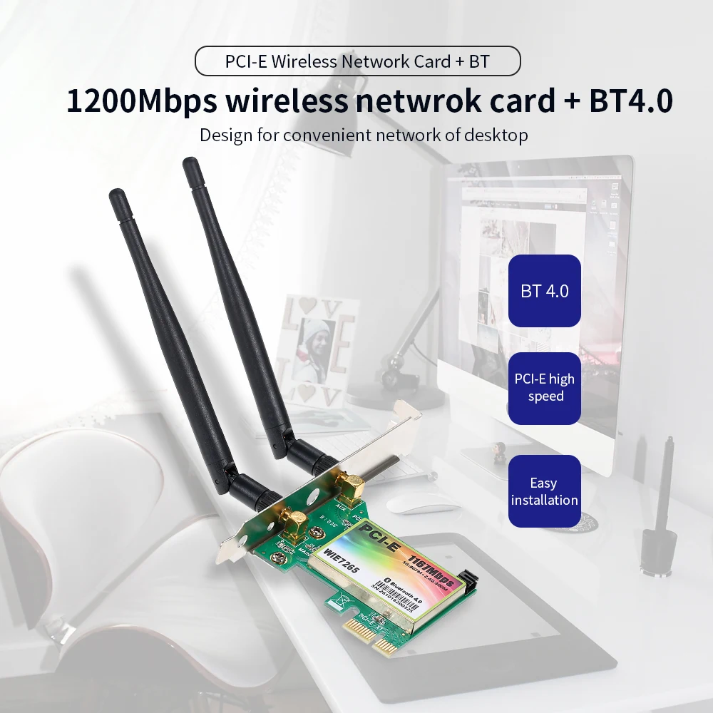 Wi Fi карта для ПК 1200 Мбит/с 5 8 ГГц/2 4 ГГц|Сетевые карты| |