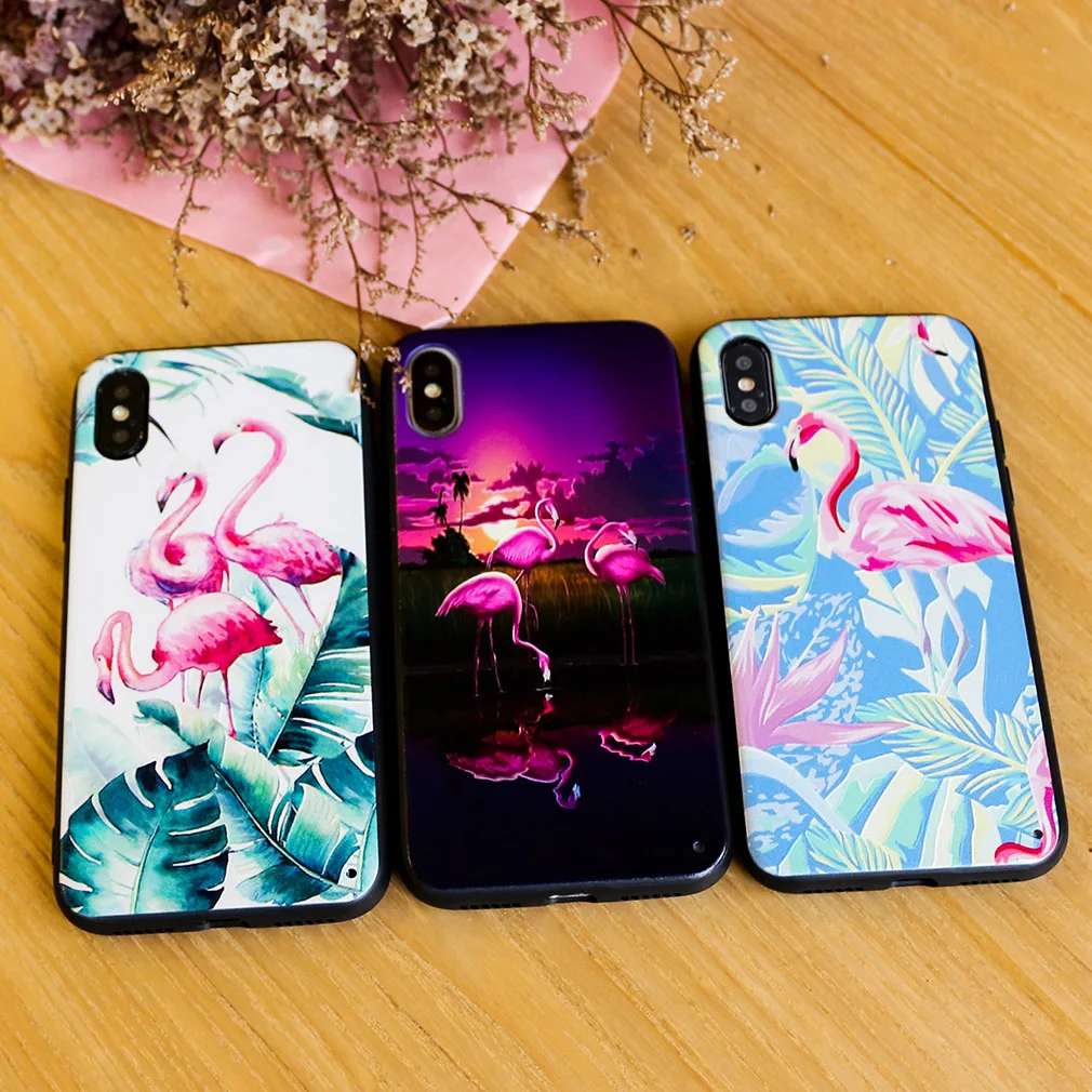 Жесткий Чехол для Iphone 7 8 X плюс 6 S XR XS Max PC полный 3D Фламинго милый мультфильм обувь