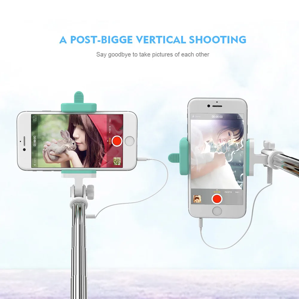 FLOVEME Мини Проводная универсальная Выдвижная селфи палка для iPhone Xiaomi 270 градусов