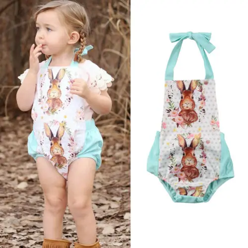 2019 Brand New Newborn Baby Girl Rabbit Bunny Easter Jumpsuit Outfit Bodysuit Clothes |