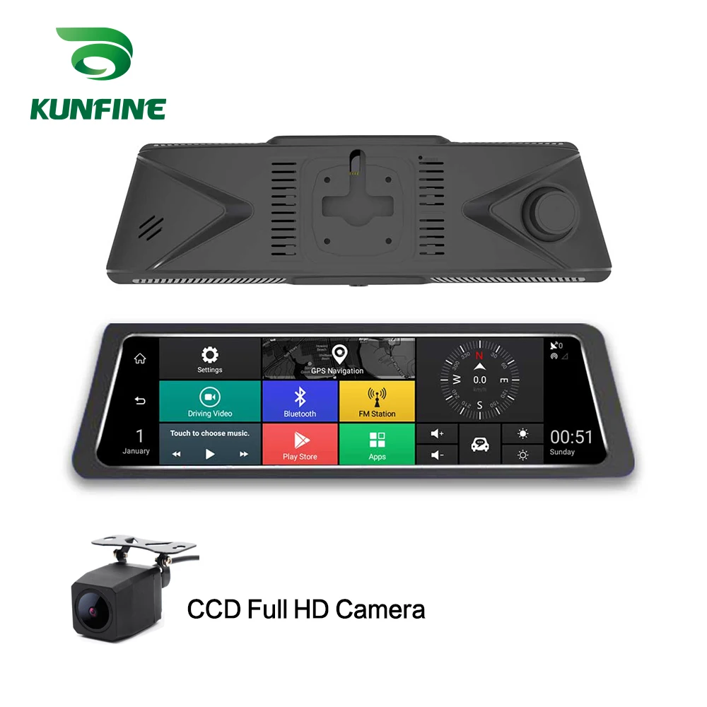 KUNFINE 10 &quotAndroid GPS Navi видеорегистратор Автомобильный зеркальный две камеры Запись
