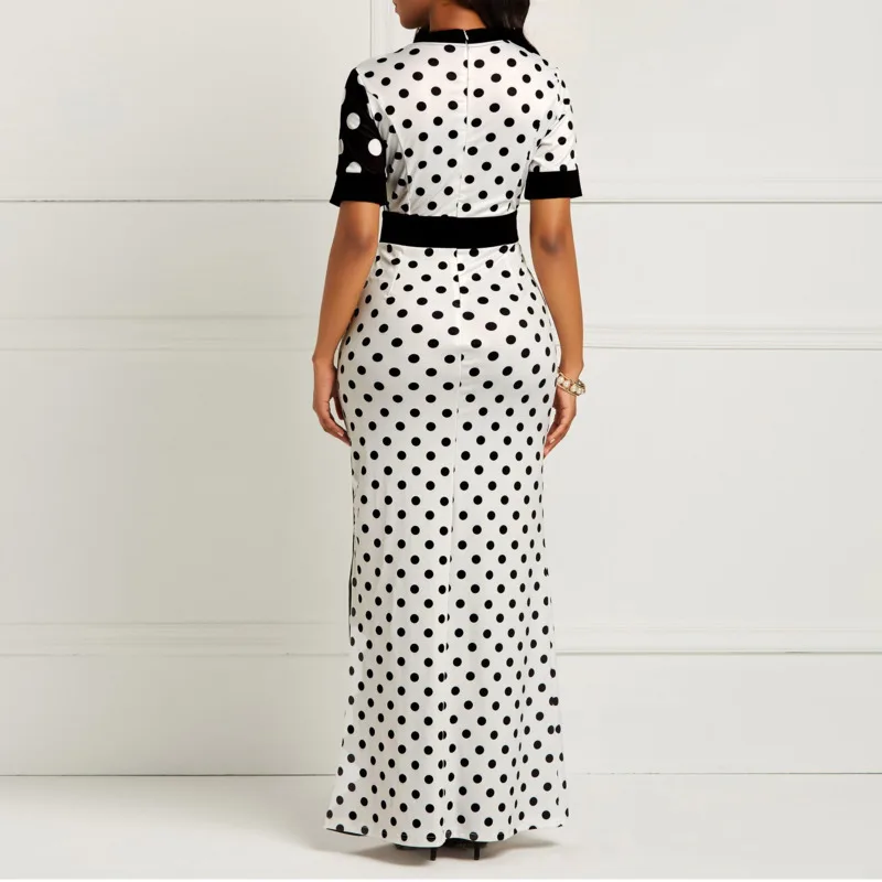 Модная женская одежда больших размеров длинное платье vestidos robe femme в горошек