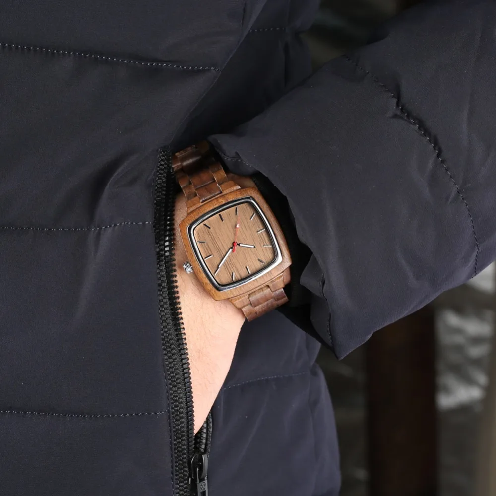 

Unique Quartz Sport Full Wooden Watch Fashion Bussiness Square Dial Wrist Watch Nature Handmade Lightweight Relogio Naviforce
