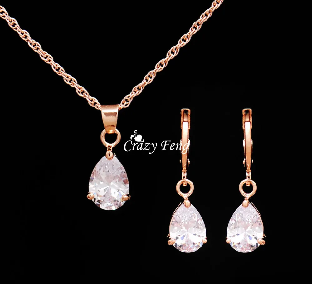Комплект из колье и серёг с фианитом|set necklace earring|necklace earringwedding jewelry sets |