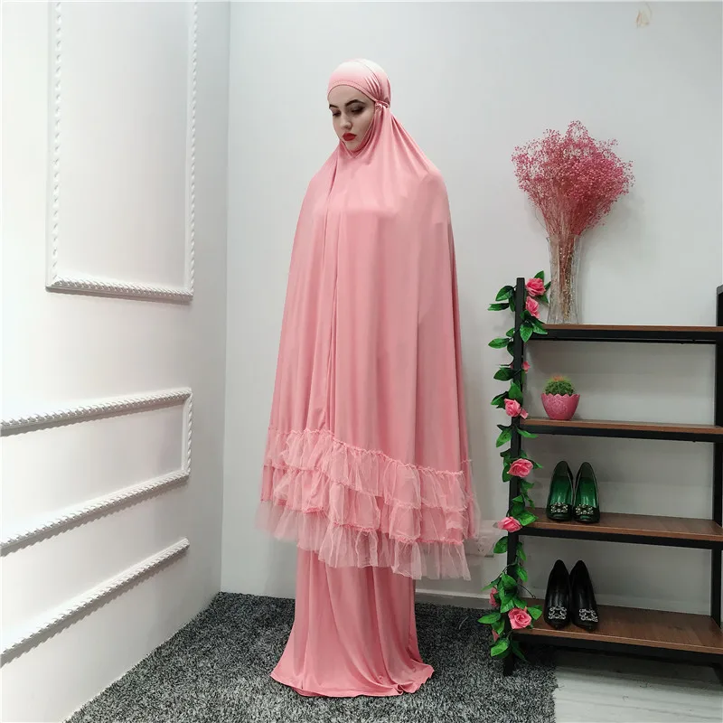 Мусульманские длинные кружевные платья Abaya кардиган кимоно халаты с оборками