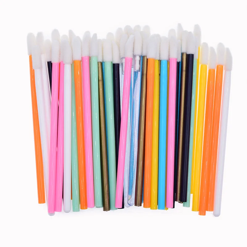 

Wholesale 500 pcs 10 Colors Lipstick Gloss Disposable Lip Brush Pen Wands Applicator Brush Professional Beauty Makeup Tools