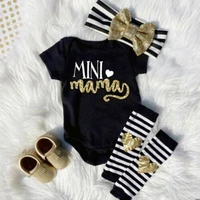 0 18m newborn baby girl bodysuit suits infant letter print short sleeve playsuit striped heart leg warmer headband outfits sale