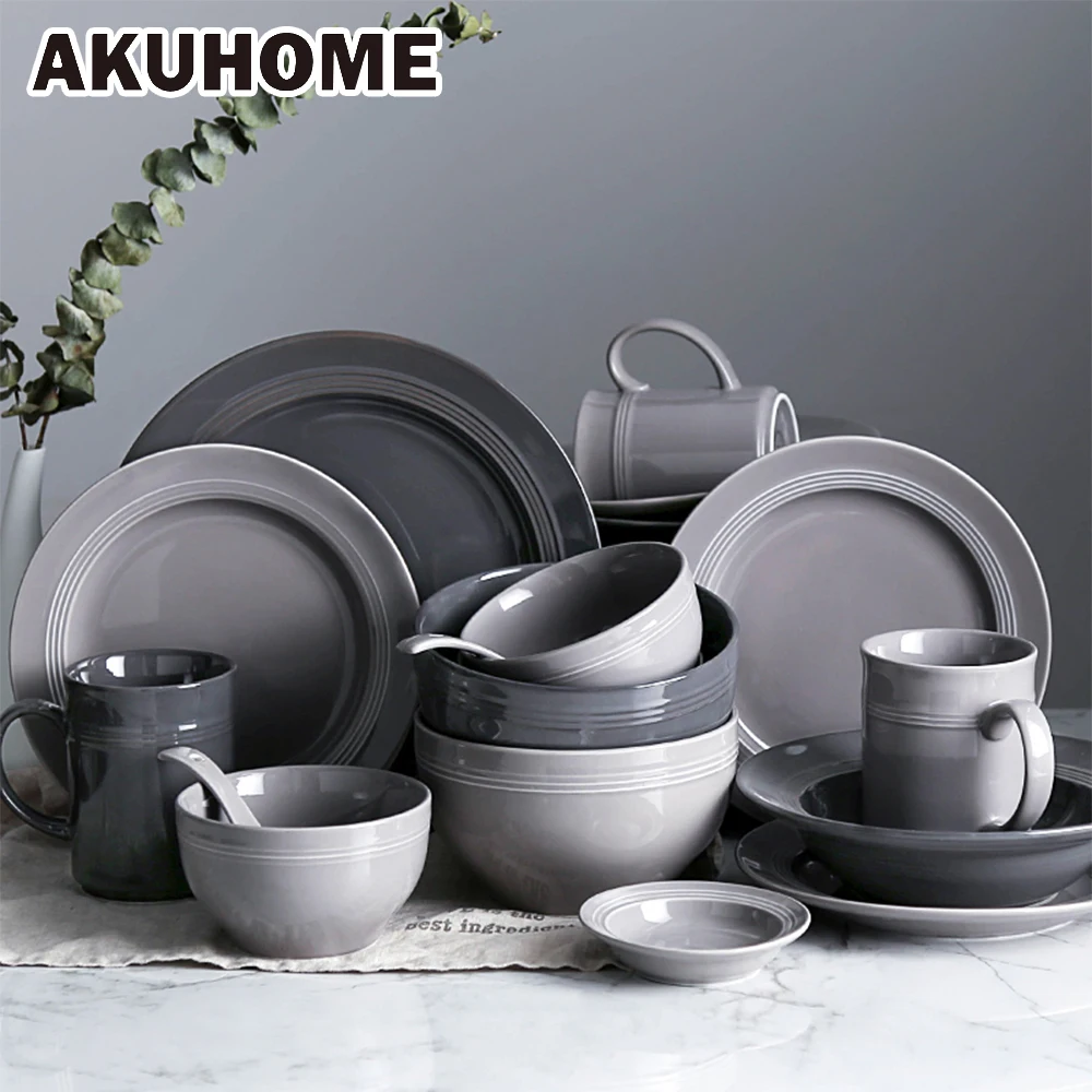 

Simple Dishes Set European Tableware Ceramic Bowl Plate Chinese Tableware Set