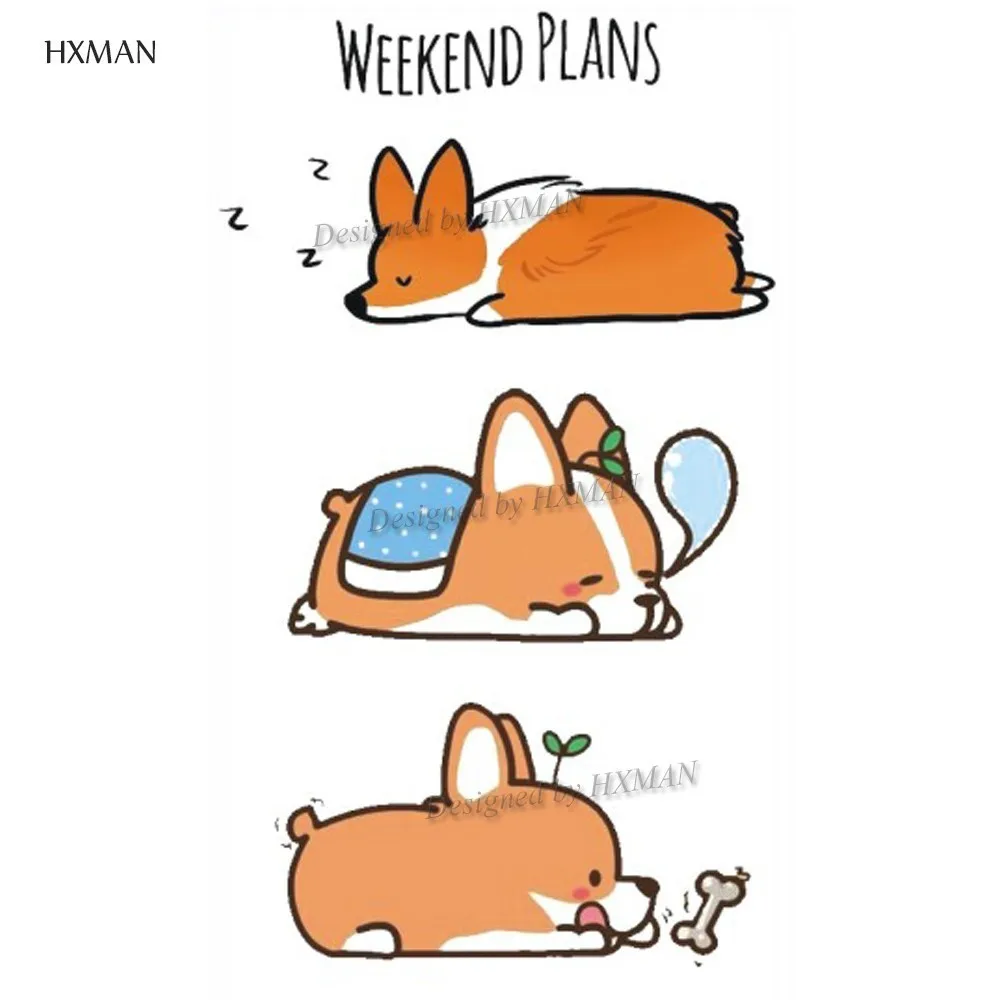 Временная татуировка HXMAN Corgi Dog стикер для животных женщин модный сексуальный
