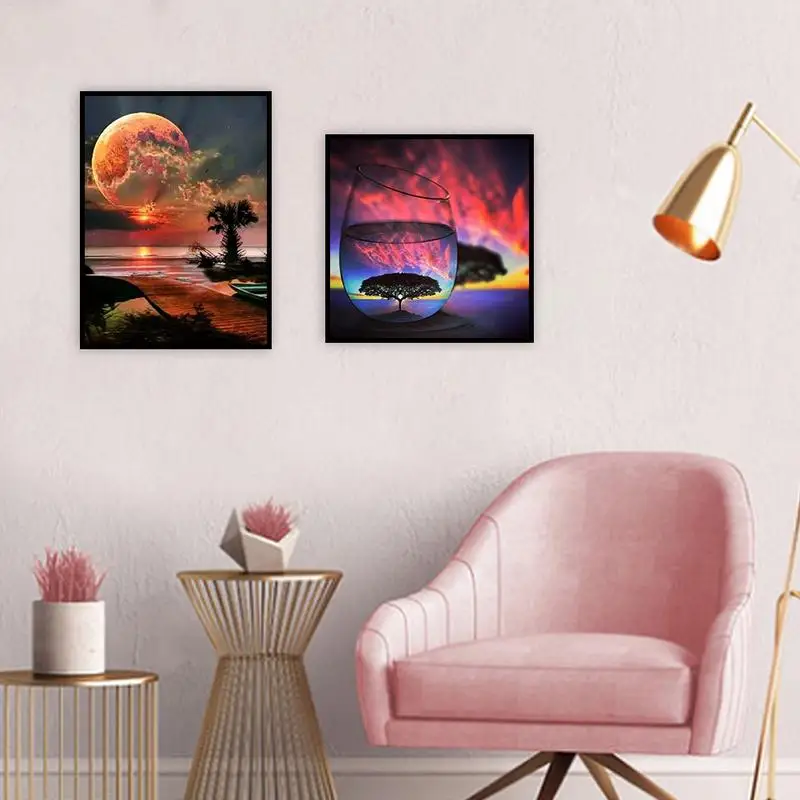 New DIY Diamond Painting Sunset Sunflower Dog Wolf Tiger Pattern Full Modern Home Decoration Living Room Mural Paintings | Дом и сад