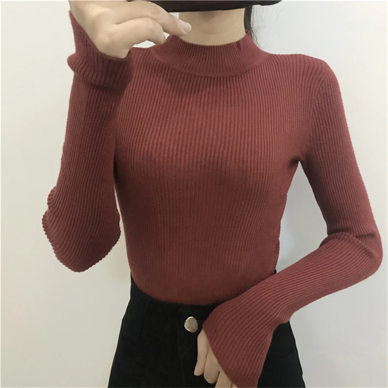 Fashion Women Turtleneck Pullover Sweater Winter Tops Jumper Casual Knitted Bottoming Shirt Elastic Sweaters | Женская одежда