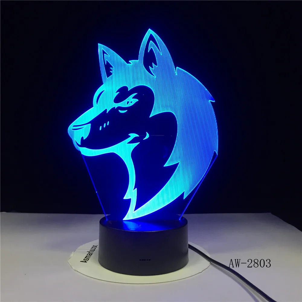 3d настольная лампа в виде головы волков светодиодный USB креативный ночной
