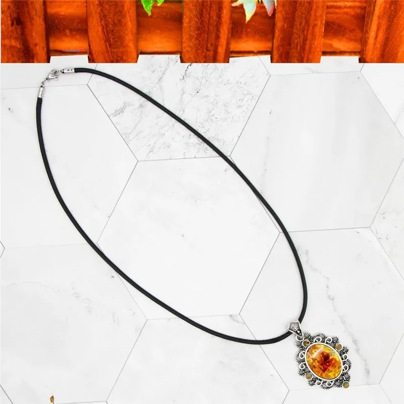 Oval Resin Crystal Vintage Jewelry Set Grown Necklace Earrings Antique Silver Plated Fashion TS465 | Украшения и аксессуары
