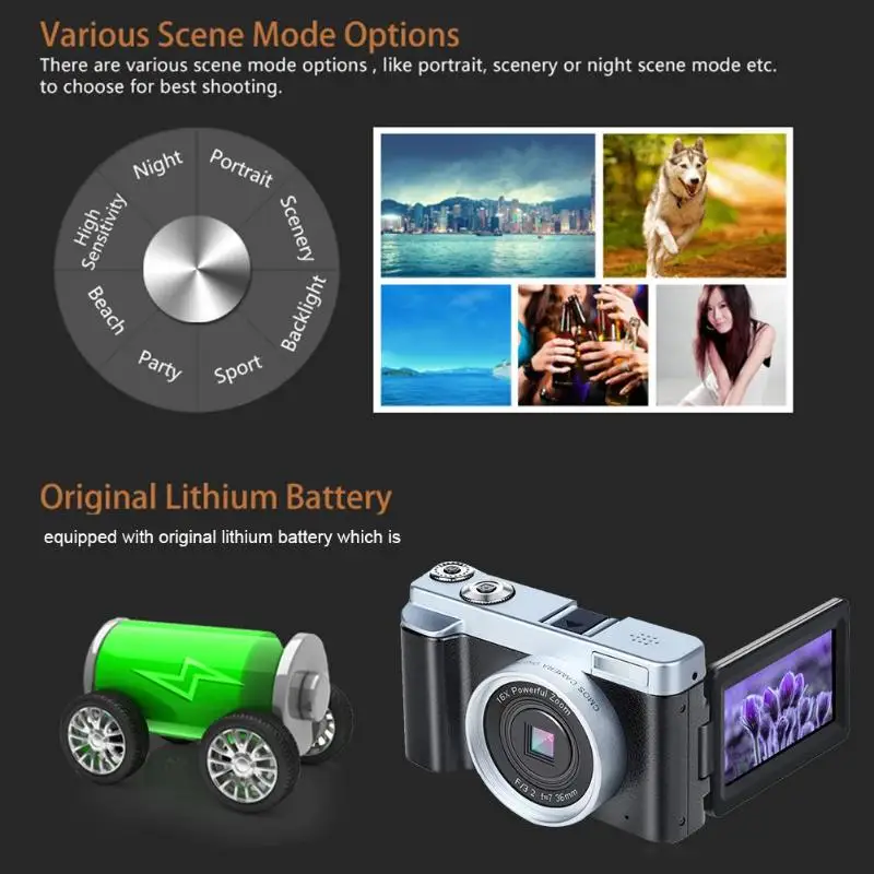 3 дюймовый ЖК дисплей Экран P12 флип Беспроводной WI FI Full HD 1080P 24MP 16X зум цифровая