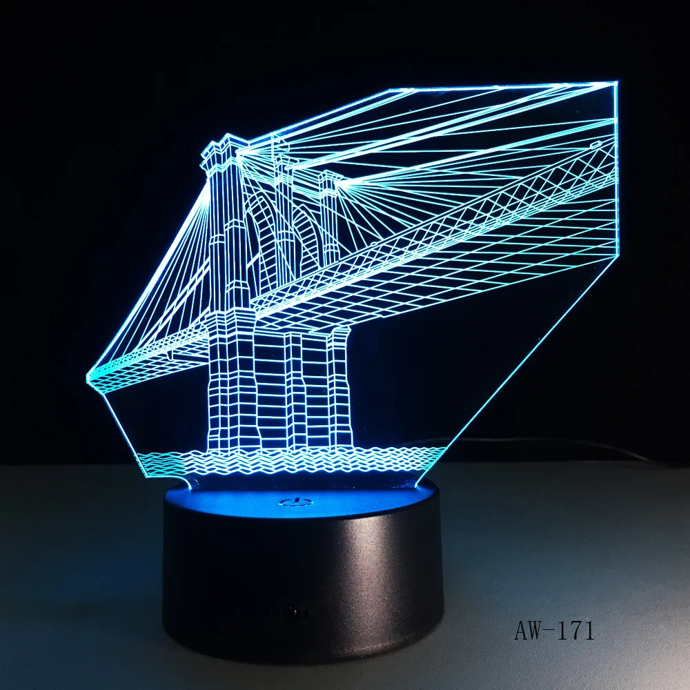 

7 Color Bridge Lamp 3D Visual Led Night Lights for Kid Touch USB Table Lampara Lampe Baby Sleeping Nightlight Sensor Lamp AW-171