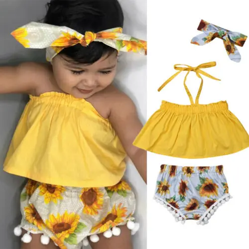 2019 бренд 3 шт Одежда для новорожденных девочек Boho Летний комплект Новые топы без
