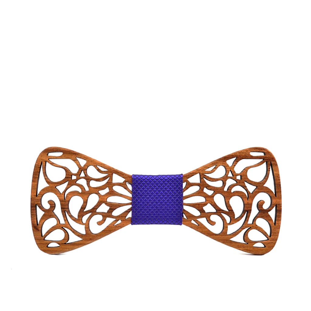 Деревянный полый галстук-бабочка с принтом зебры ручной работы винтажный