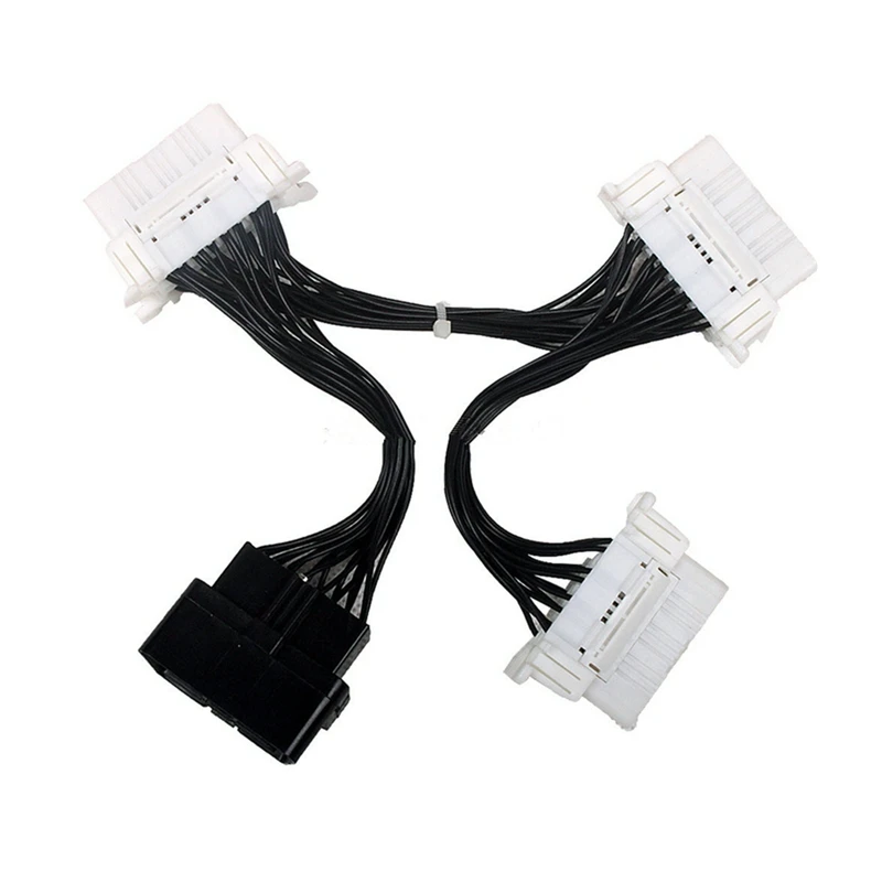 Лучшее качество 16 pin OBDII OBD 2 II сплиттер Удлинительный кабель к трем Женский Y OBD2