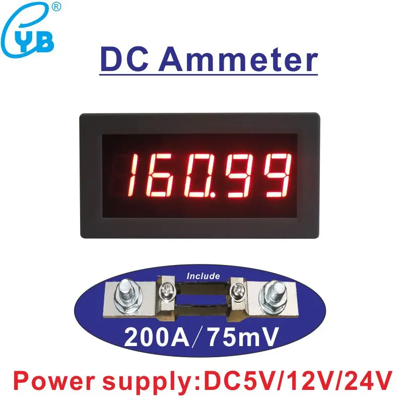 DC 0 200A с шунтом 200A/75мв светодиодный цифровой амперметр измеритель тока Амперметр Панель Amperemetre|Измерители