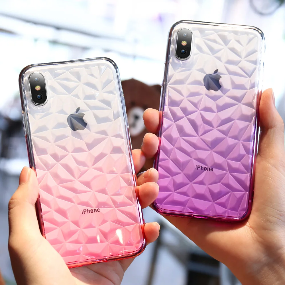 KISSCASE градиентный прозрачный чехол из ТПУ для iPhone 5S 5 SE 6 X с алмазным узором